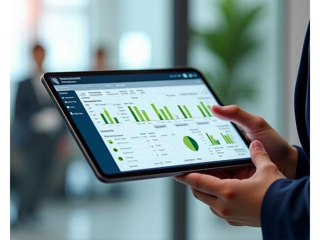 태블릿으로 스마트 관리 시스템을 사용하는 모습