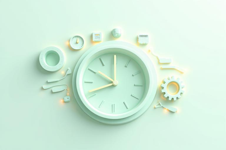 시계와 유연한 시간표를 보여주는 그래픽