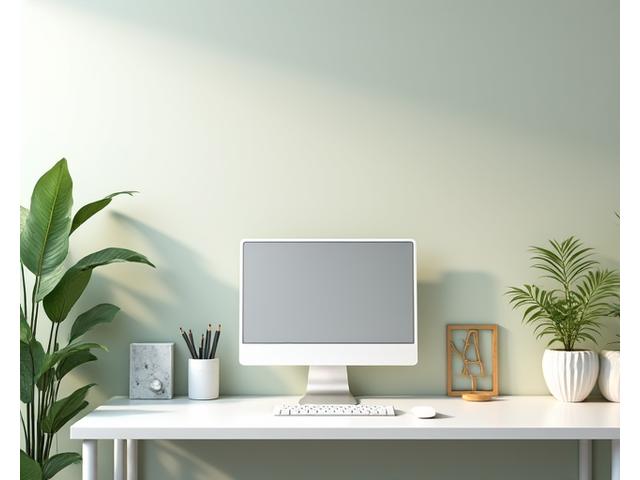 정돈된 사무실 책상과 의자 이미지