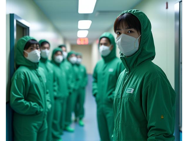 긴급 상황에 대비하여 출동 준비 중인 청소 전문가 팀