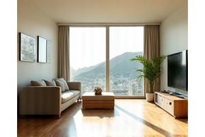 햇살이 비치는 아파트 거실