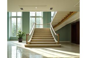 넓은 주택 내부 청소 장면