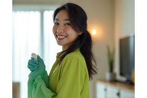 만족스러운 고객의 밝은 미소