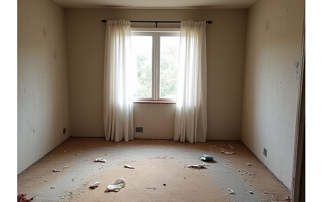 공사 후 먼지와 잔해물이 가득한 현장